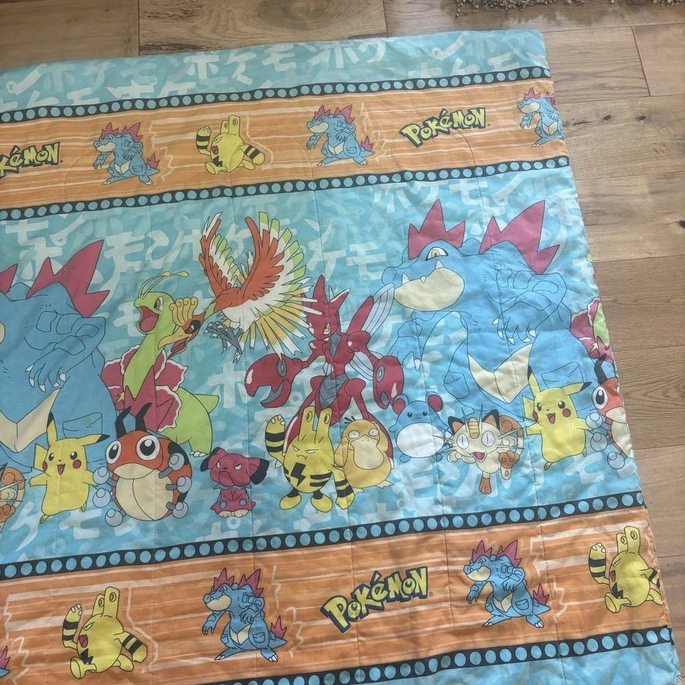 Vintage 1998 Pokemon Bed Comforter Blanket Nintendo Rare Video Game 86x58 RARE